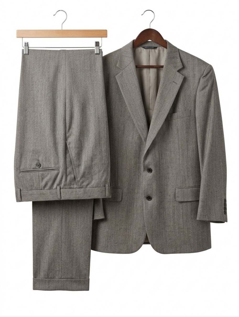 Vtg 70s Sansabelt Jaymar-Ruby Taupe Men's Suit 48R 40x29 Elastic Waist Two Piece